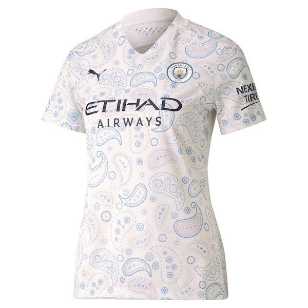 Camiseta Manchester City Tercera equipo Mujer 2020-21 Blanco